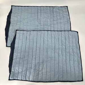 Set 2 Pottery Barn Channel Silk Quilted Standard Pillow Shams Sea Blue